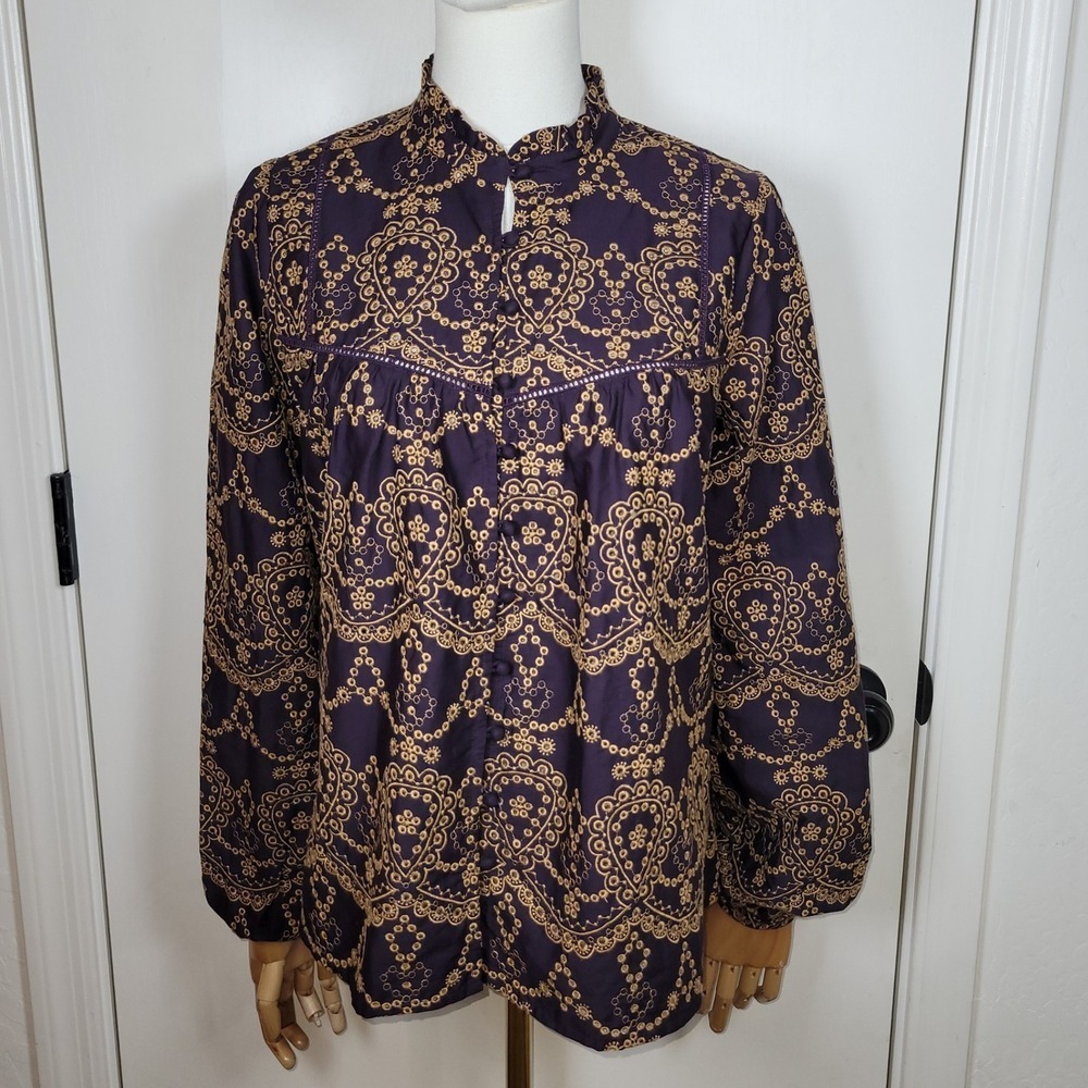 Johnny Was Elora Eyelet Blouse 100% Cotton Size Small - Picture 1 of 15